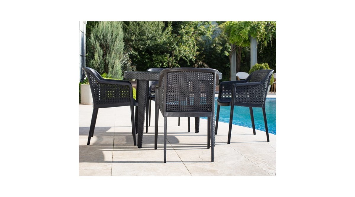 TİLİA MİNAS 4 KİŞİLİK CAMLI MASA SANDALYE TAKIMI BAHÇE BALKON SETİ