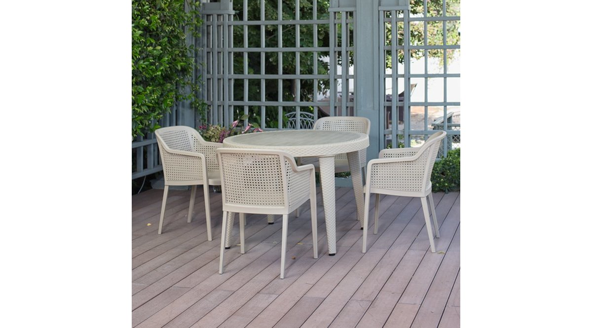 TİLİA PENA 4 KİŞİLİK CAMSIZ MASA SANDALYE TAKIMI BAHÇE BALKON SETİ KREM