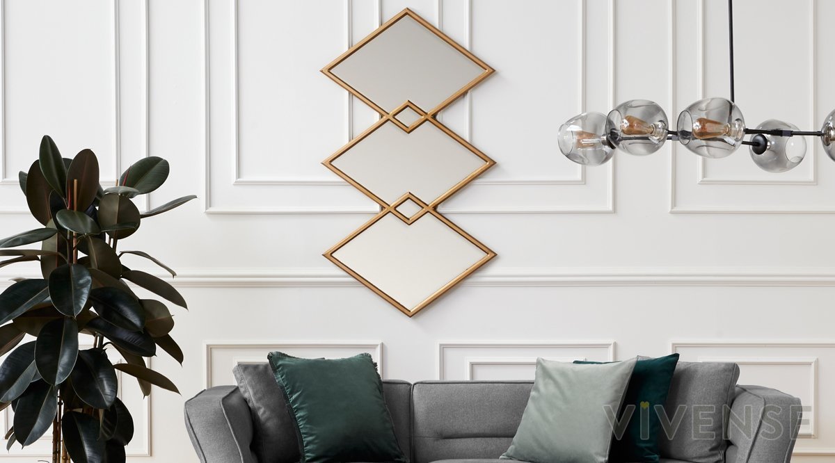 GEOMETRİK TASARIM ÜÇLÜ DUVAR AYNASI FİYATI Vivense