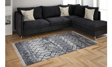 BULUT GRİ RENK GEÇİŞLİ NAKIŞ İŞLEMELİ HALI 80X150