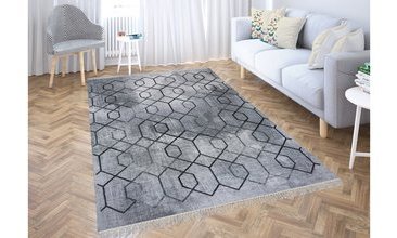 ANTRASİT GRİ RENK GEÇİŞLİ NAKIŞ İŞLEMELİ HALI 80X150