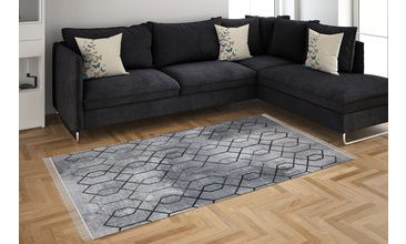 ANTRASİT GRİ RENK GEÇİŞLİ NAKIŞ İŞLEMELİ HALI 80X150
