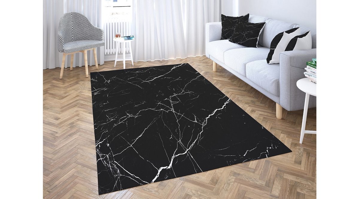 SİYAH MERMER DESENLİ HALI 150X230 FİYATI Vivense
