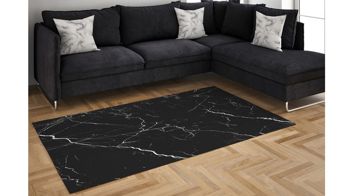 SİYAH MERMER DESENLİ HALI 150X230 FİYATI Vivense