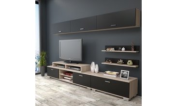 MAGENTA TV ÜNİTESİ RAFLI MEŞE-SİYAH