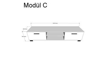 MAGENTA TV ÜNİTESİ RAFLI MEŞE-SİYAH