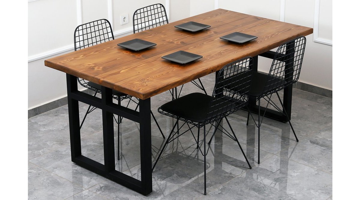 YURUDESİGN NATURE SERİSİ MASİF AHŞAP KÜTÜK YEMEK MASA TAKIMI TEL