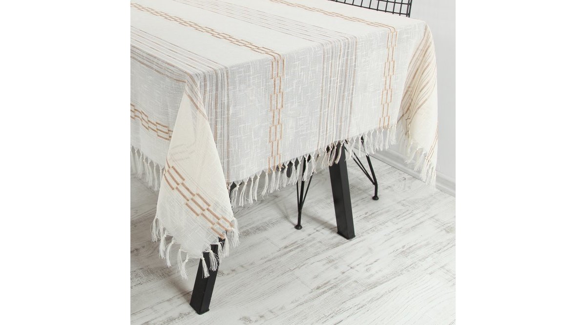 MASA ÖRTÜSÜ SAFİR 160X160 CM KREM KAHVE FİYATI Vivense