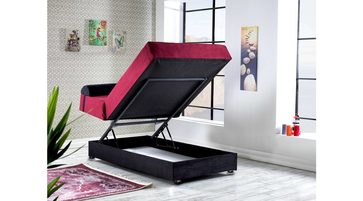 HALFBED HAREKETLİ TEK KİŞİLİK 120X190 SİYAHBORDO BAZA