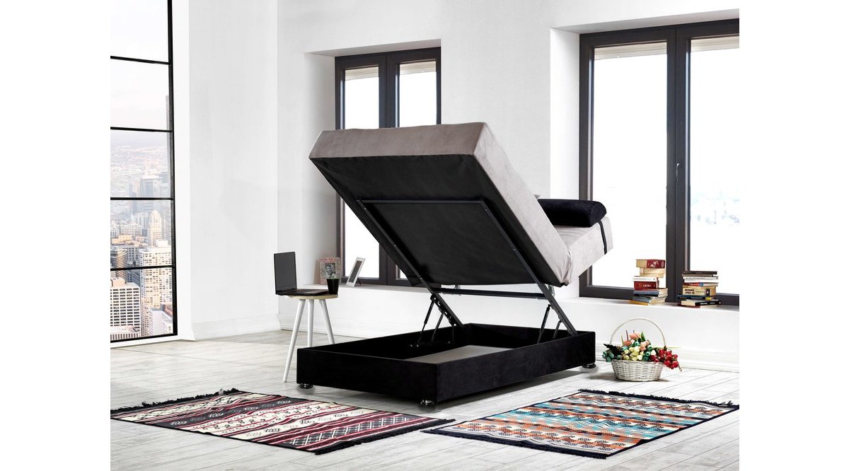 HALFBED HAREKETLİ TEK KİŞİLİK BAZAYATAK 120X190 SİYAH
