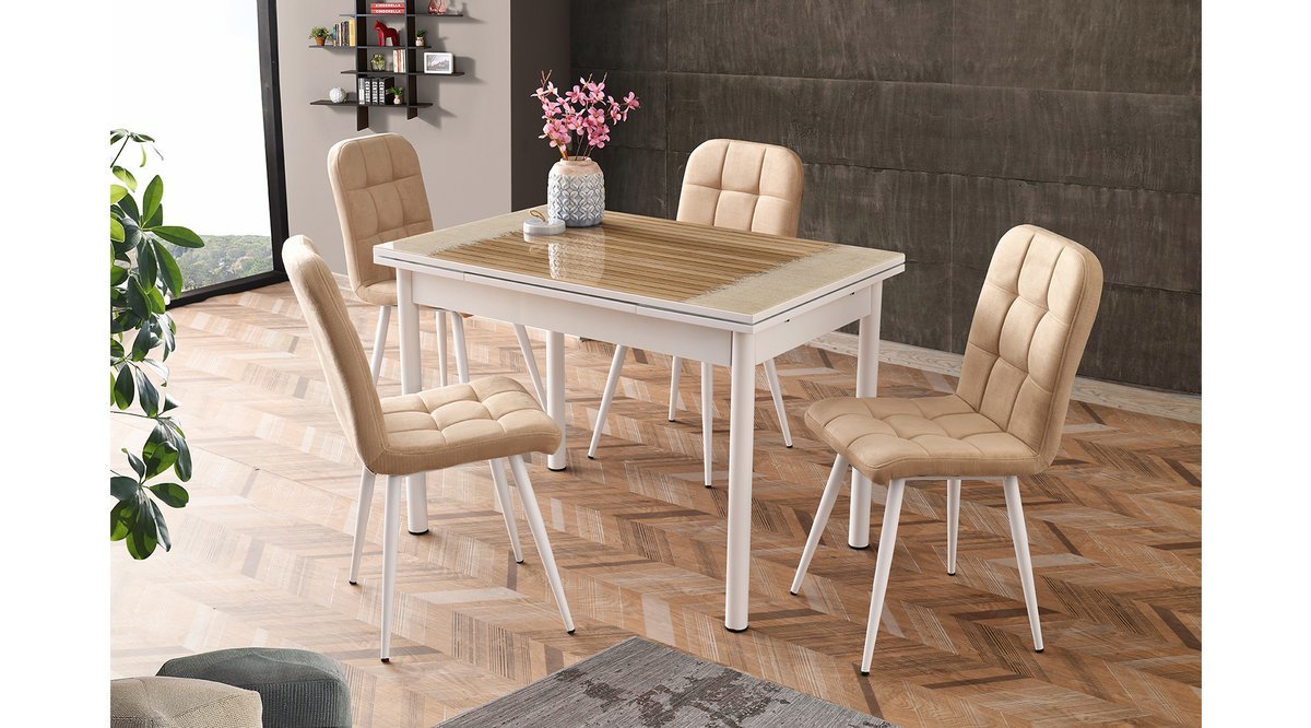 VEGAS MASA TAKIMI ESTA SANDALYE KREMBEYAZ FİYATI Vivense