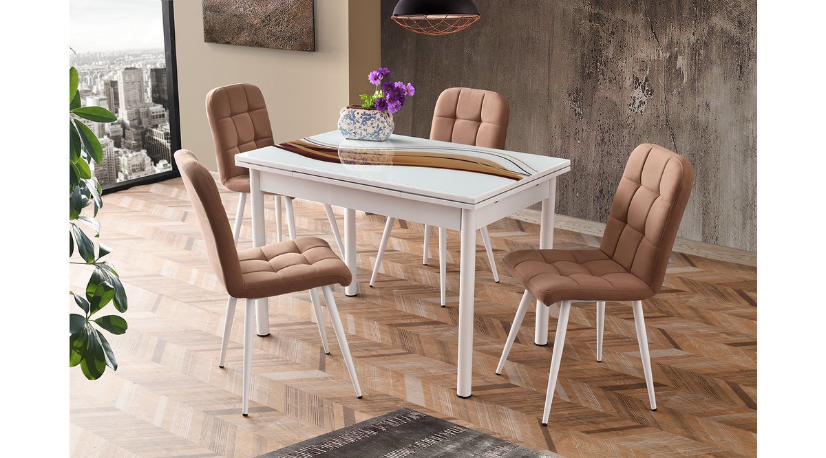 VEGAS MASA TAKIMI ESTA SANDALYE BEYAZ FİYATI Vivense