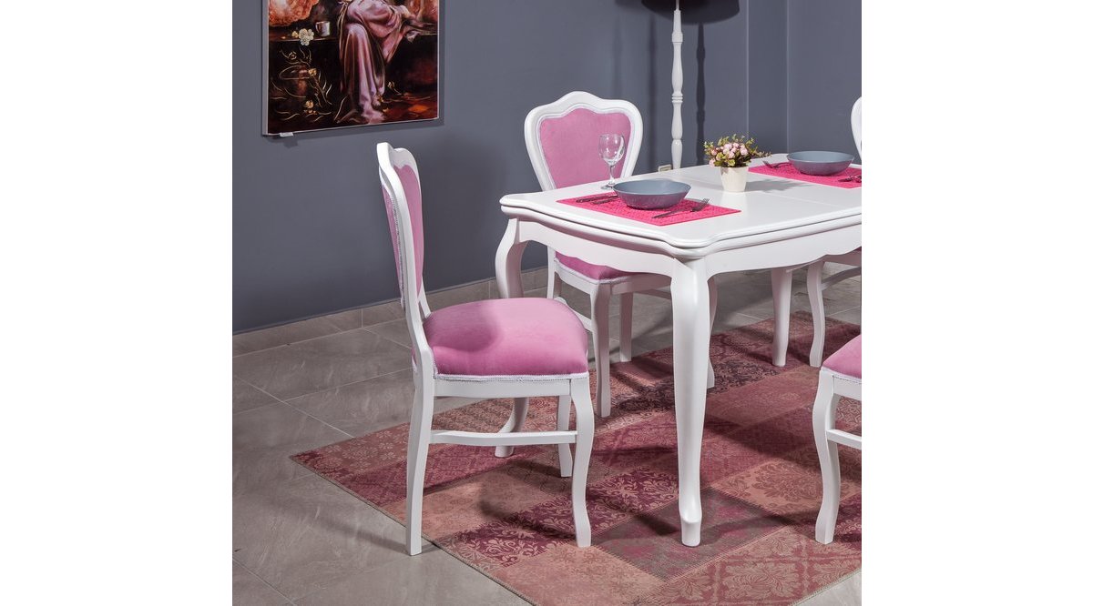 LÜKENS KULAKLI MASA TAKIMI MASA KLASİK SANDALYE BEYAZ