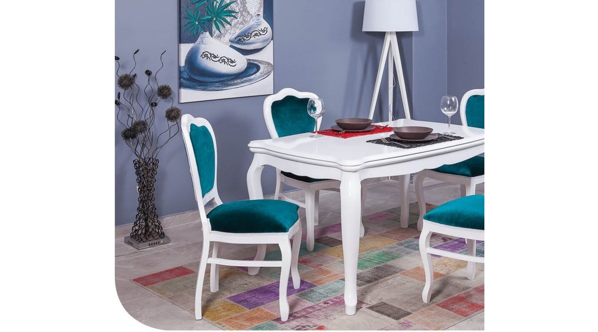 LÜKENS KULAKLI MASA TAKIMI MASA KLASİK SANDALYE BEYAZ