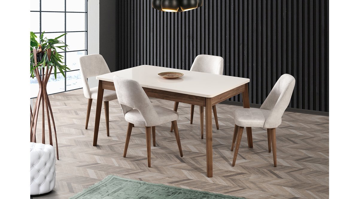 MODENA MASA TAKIMI MARAİS SANDALYE EKRU CEVİZ FİYATI Vivense