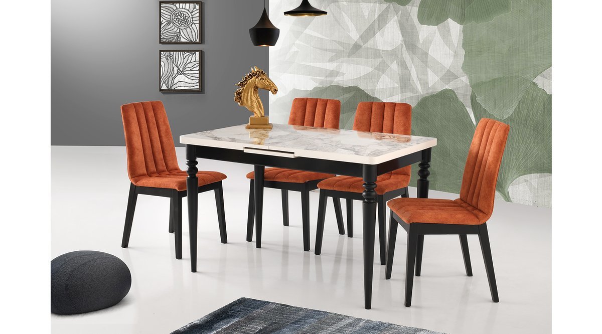 ERİS MASA TAKIMI VERONA SANDALYE MERMER SİYAH FİYATI Vivense