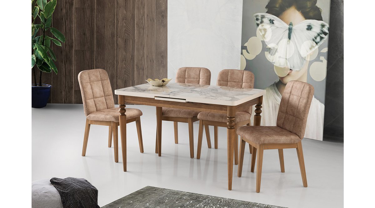 ERİS MASA TAKIMI ARNO SANDALYE MERMER CEVİZ FİYATI Vivense