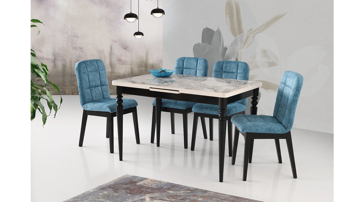 ERİS MASA TAKIMI ARNO SANDALYE MERMER SİYAH FİYATI Vivense