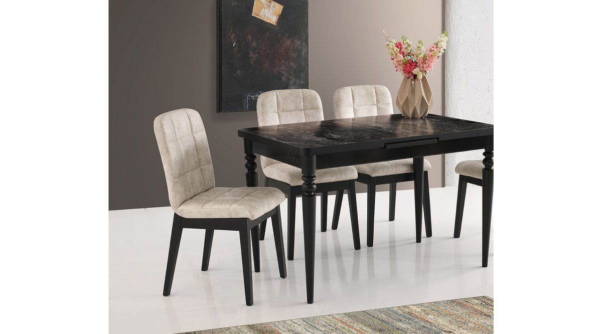 ERİS MASA TAKIMI ARNO SANDALYE MERMER SİYAH FİYATI Vivense