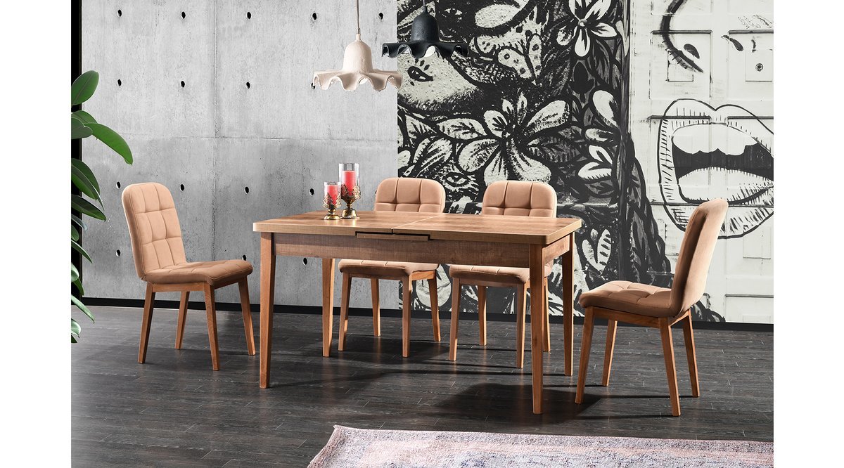 PANAMA MASA TAKIMI SESTO SANDALYE CEVİZ FİYATI Vivense