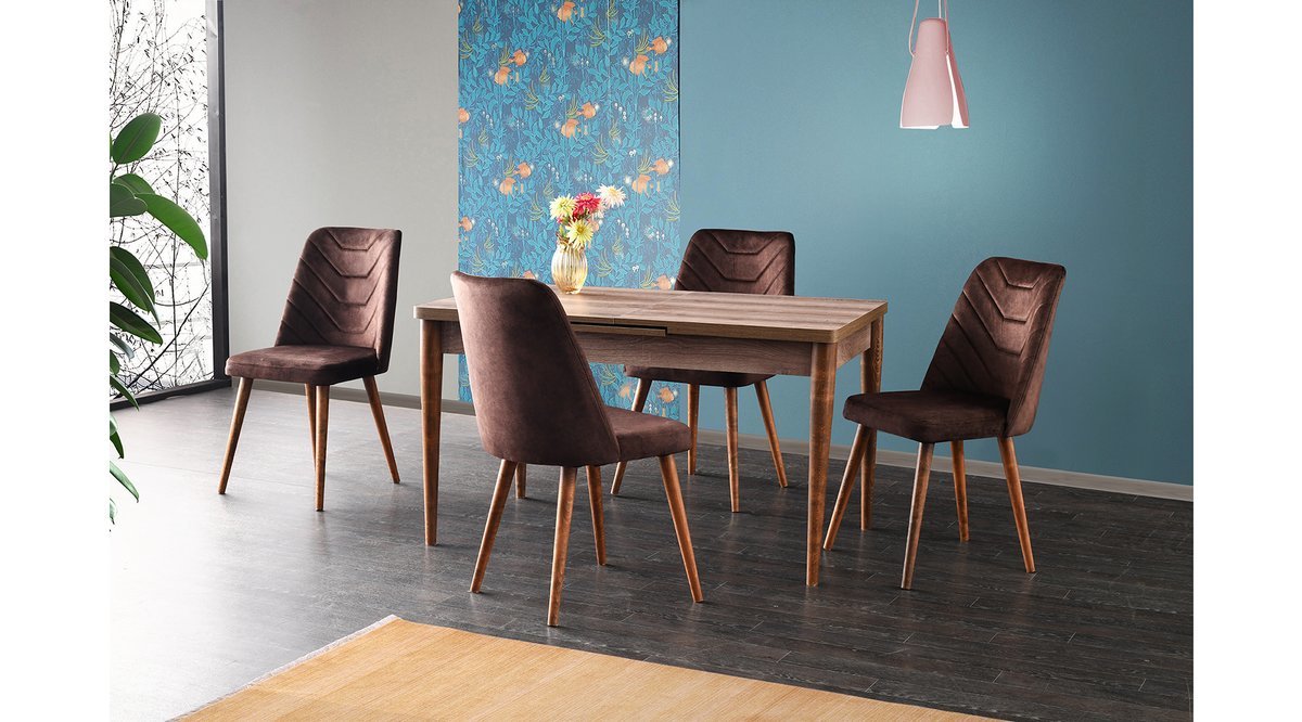 DURHAM MASA TAKIMI MERİDA SANDALYE CEVİZ FİYATI Vivense