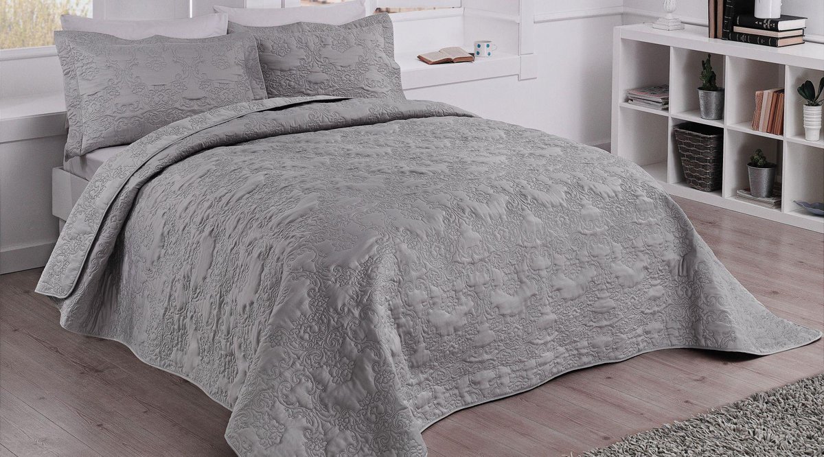 TAÇ CORA YATAK ÖRTÜSÜ TAKIMI ÇİFT KİŞİLİK GRİ FİYATI Vivense