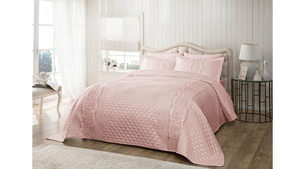 TAÇ HELİOS ÇİFT KİŞİLİK YATAK ÖRTÜ SETİ PUDRA FİYATI Vivense