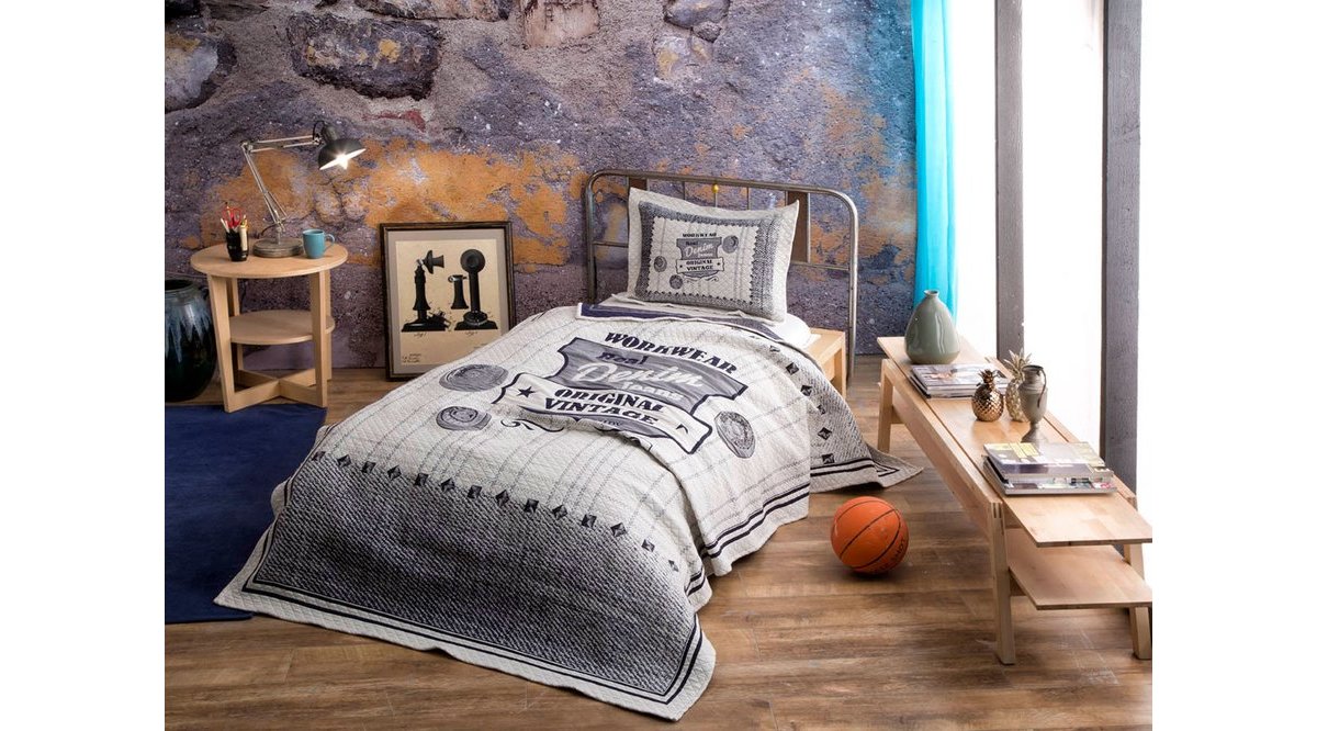 TAÇ JEANS YATAK ÖRTÜSÜ MAVİ TEK KİŞİLİK FİYATI Vivense