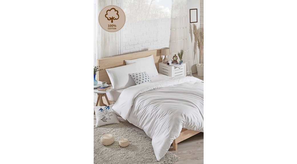 Cotton Nevresim Takimi Cift Kisilik Flat O Beyaz Fiyati Vivense