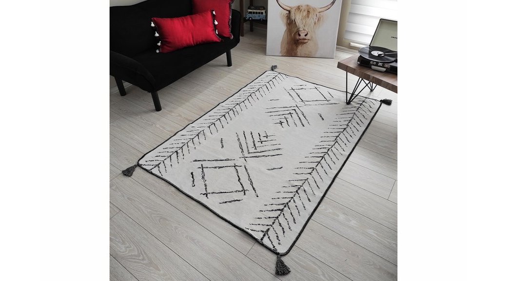 karnaval home siyah beyaz iskandinav desen 01 cift tarafli dokuma kilim 80x150 fiyati vivense