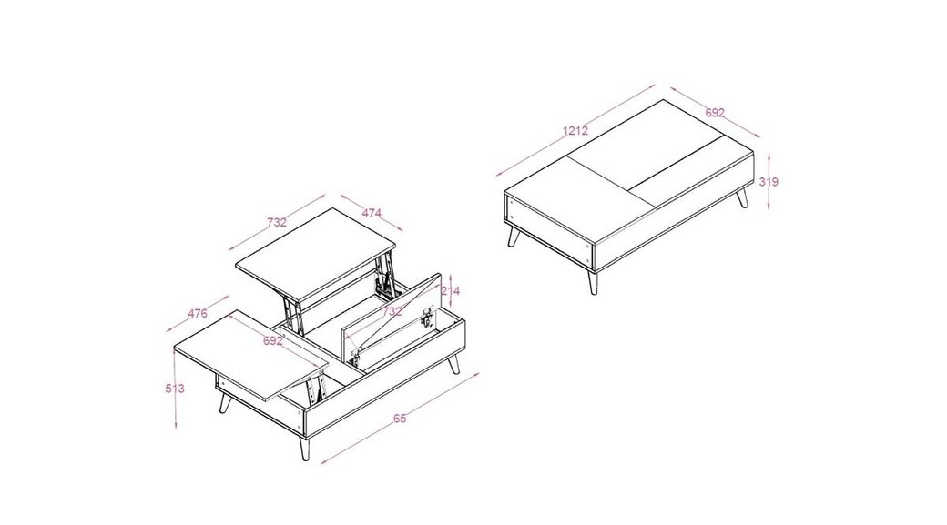 Kupa Cazibe Acilir Akilli Orta Sehpa Beyaz Fiyati Vivense