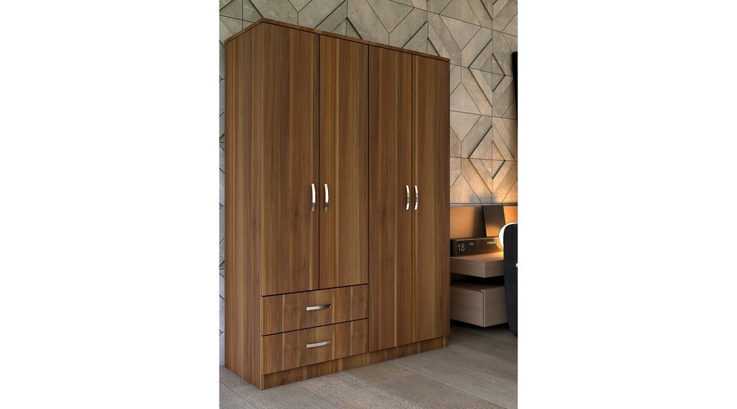 Lotus 4 Kapili 2 Cekmeceli Ceviz Gardirop Fiyati Vivense