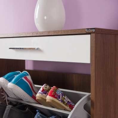 FLAT 3 KAPAKLI TEK ÇEKMECELİ AYAKKABI DOLABI WENGE-BEYAZ