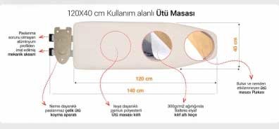 BY SOLVO BOY AYNALI ÜTÜ MASASI KIRMIZI