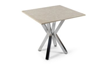 KARE MERMER MASA KROM AYAKLI BEJ