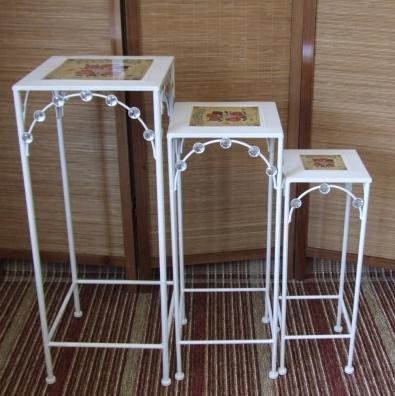 METAL SEHPA 3LÜ KARE FLOWER BEYAZ-136821 FİYATI - Vivense