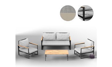 BAHÇE CAFE METAL KANEPE VE SEHPA TAKIMI 2+1+1 ANTRASİT
