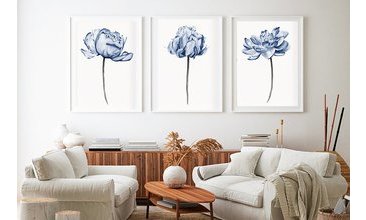 MAVİ ÇİÇEK TABLO SETİ 21X30