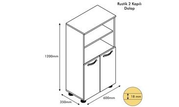 MİNAR RUSTİK 2 KAPILI ÇOK AMAÇLI DOLAP - BEYAZ SAFİR