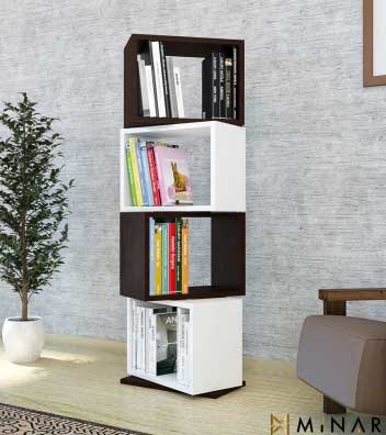 ANZE DÖNER KİTAPLIK PARLAK BEYAZ KIRMIZI