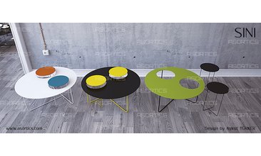 SİNİ SEHPA SETİ SİNİ SEHPA SİYAH / BEYAZ