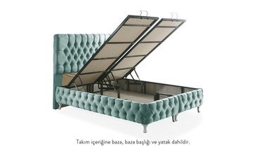 CAPİ TURKUAZ 160X200 CM BAZA BAŞLIK YATAK SETİ