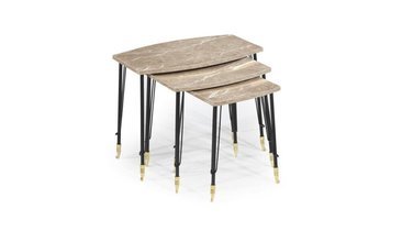 PRADO METAL TEL AYAKLI ZİGON SEHPA MERMER DESENLİ A.KAHVE