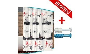 İSTANBUL BANYO PERDESİ, DUŞ PERDESİ ÇİFT KANATLI 110X200CM