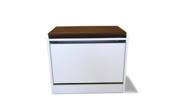 PRADO 3 BÖLMELİ OTURAKLI AYAKKABILIK,AHŞAP PUFLU AYAKKABILIK-BEYAZ